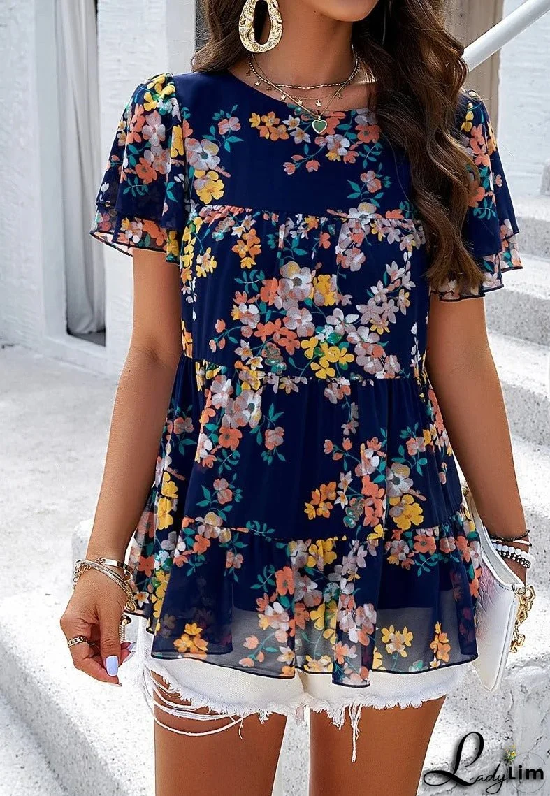 Floral Print Chiffon Blouse