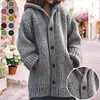Gioiacombo&trade; Cappotto cardigan con cappuccio maglione di media lunghezza da donna