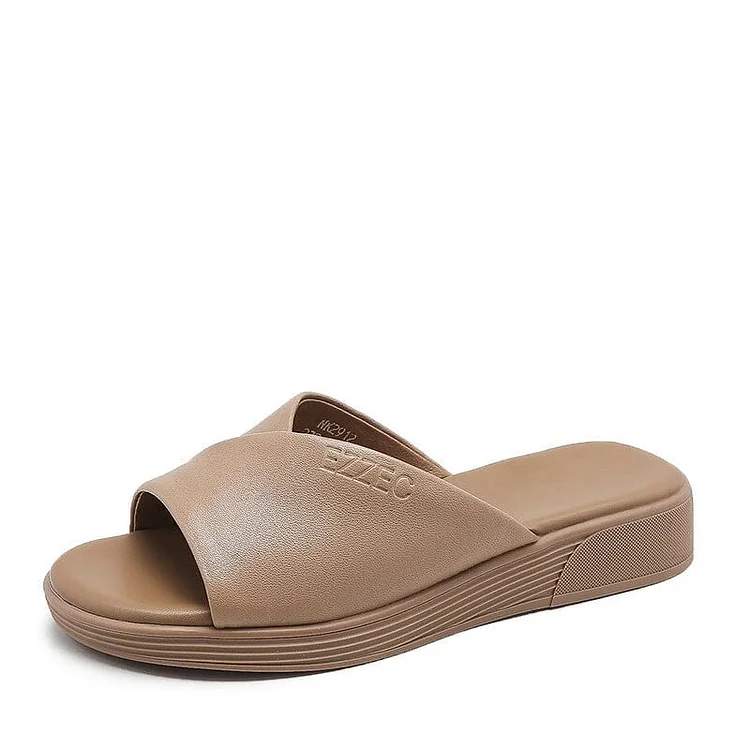 Women Summer Soft Casual Leather Slides