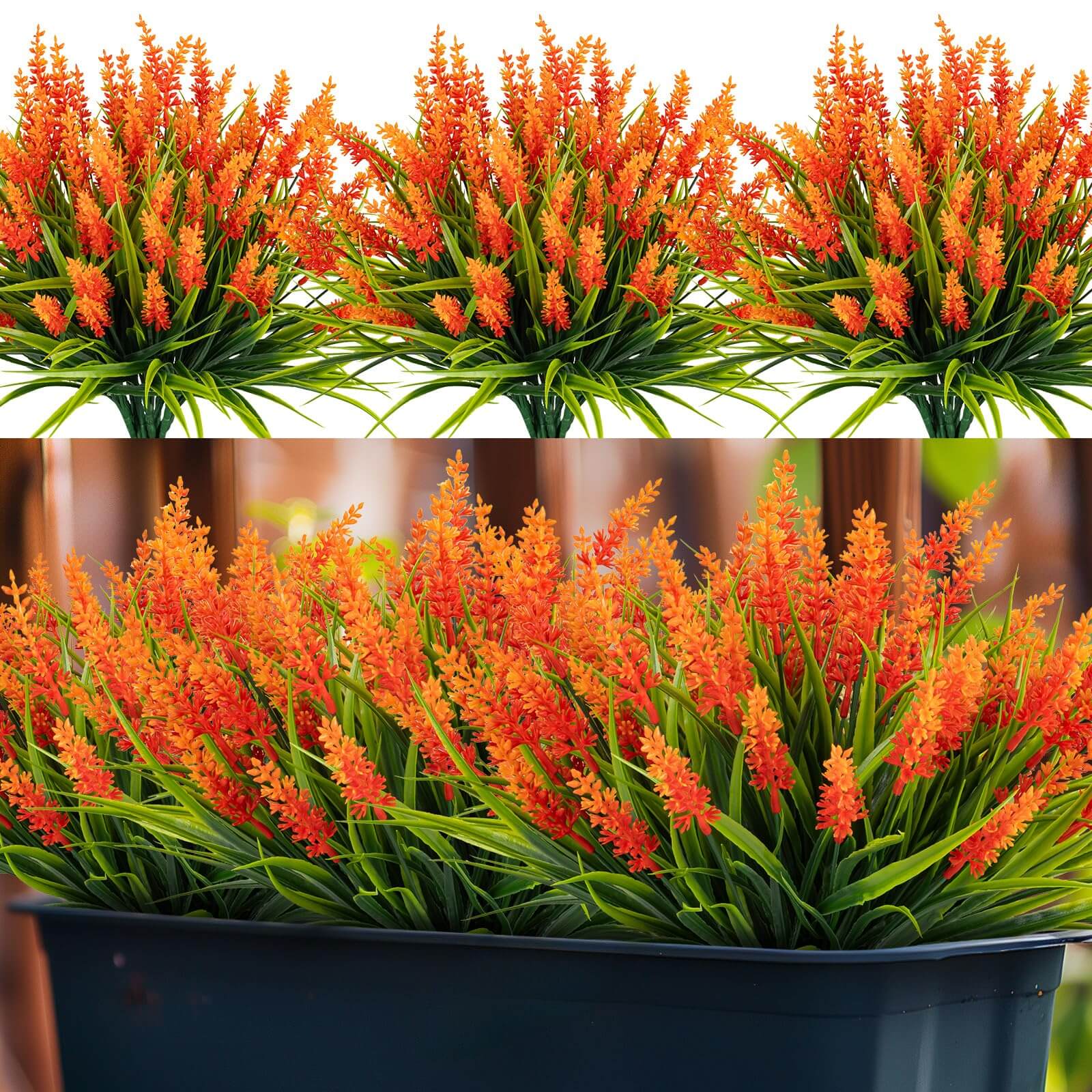 14" Artificial UV-Resistant Faux Lavender Grass (24 PCS)