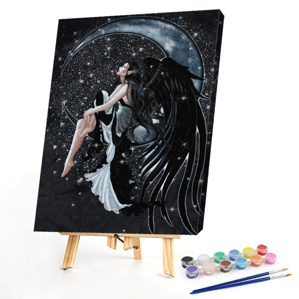 

40*50CM - Paint By Numbers - Black Angel Moon, 501 Original