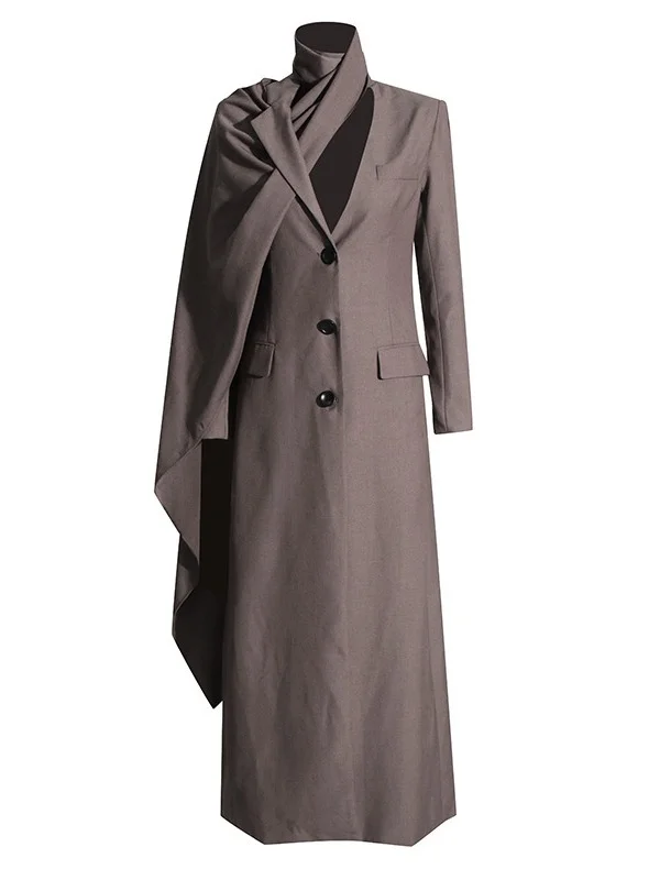 Toloer Toloer 2024 New Street Hipster Scarf Shawl Design Sense Long Slim Long Suit Jacket Female-Outfit Ideas