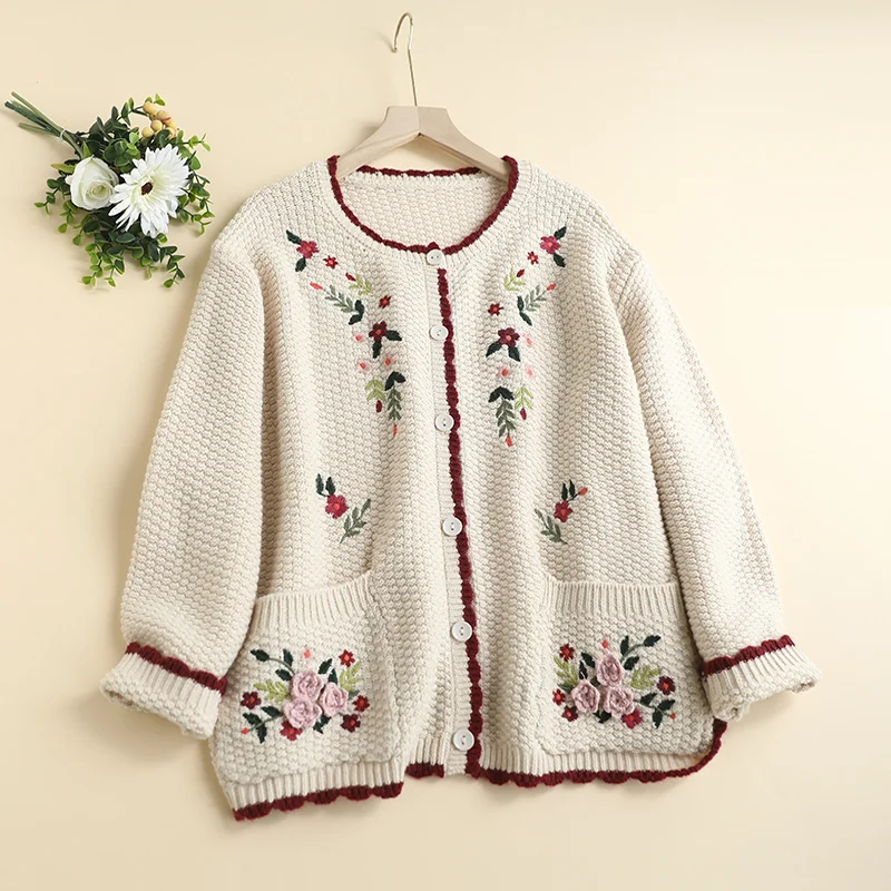 Chicfifth Sweater Women Winter Long Sleeve High Quality Autumn Vintage Top Knitted Cardigan