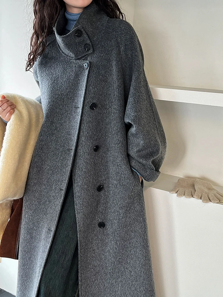 Urban Style Wool Stand Collar Long Sleeve Coat
