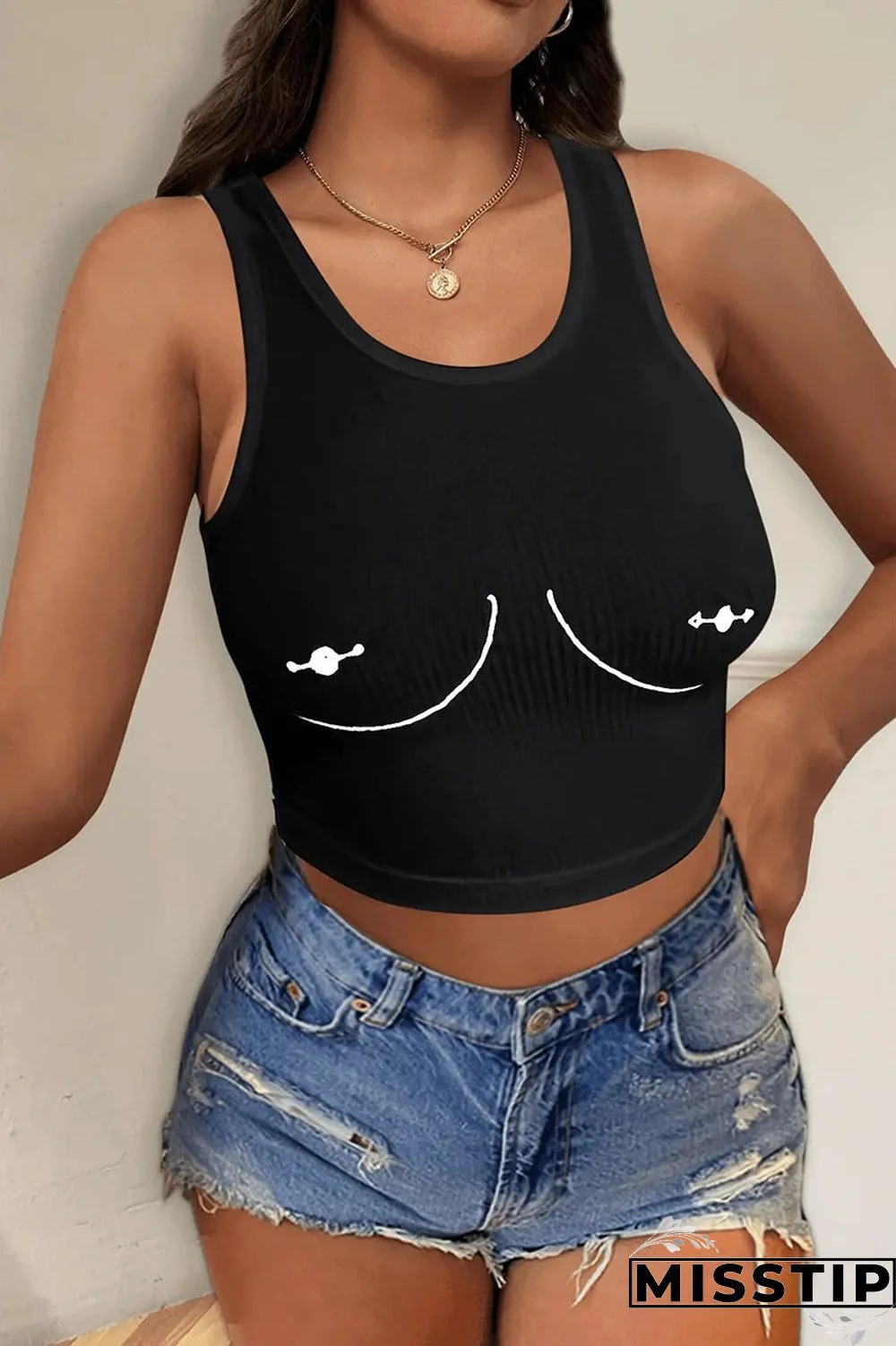 Black Casual Street Print Patchwork O Neck Tops