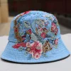 Women's Retro Ethnic Style Embroidered Denim Fisherman Bucket Hat