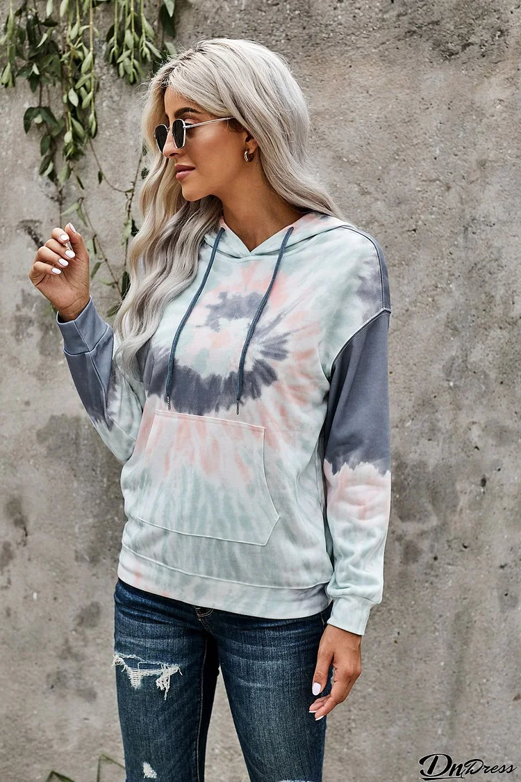 Women's Casual Multicolor Tie-dye Print Pullover Hoodie