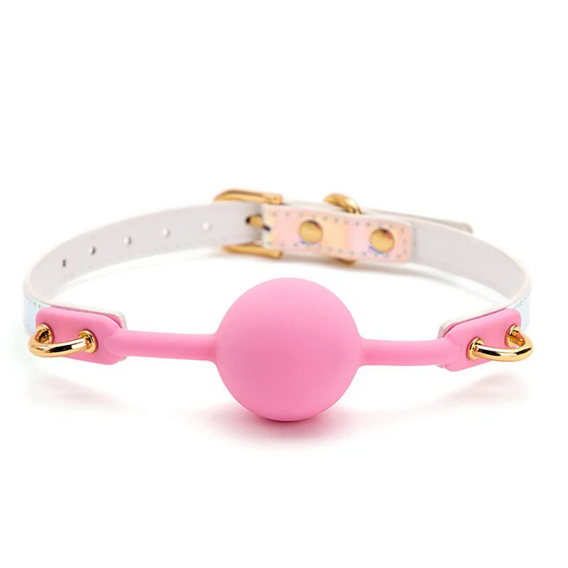 Billionm Sex Toys For Couples Adult Games Colorful Soft Silicone Ball Gag Oral Fixation PU Leather Conquer ToysBondage Mouth Gag