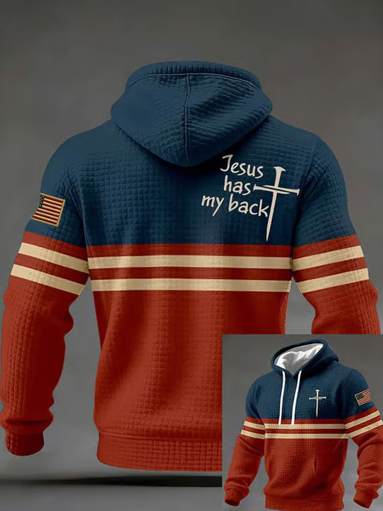 Men's Casual Cross Faith Printed Hooded Sweatshirt wearshes