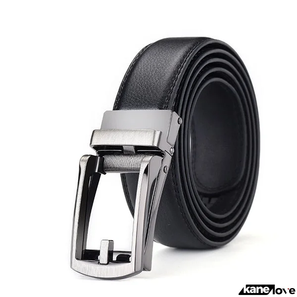 Men's Genuine Leather Plain Automatic Alloy Buckle Belts