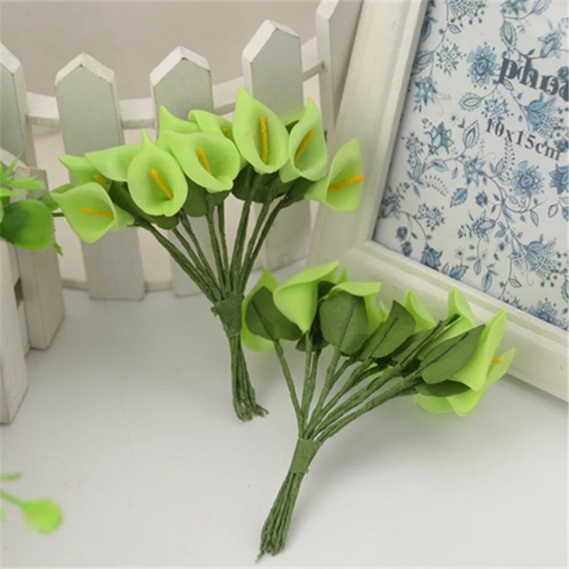 24pcs Real touch PE  Mini Calla lily artificial flowers Heads wedding decoration Multicolor Handmade DIY Scrapbooking