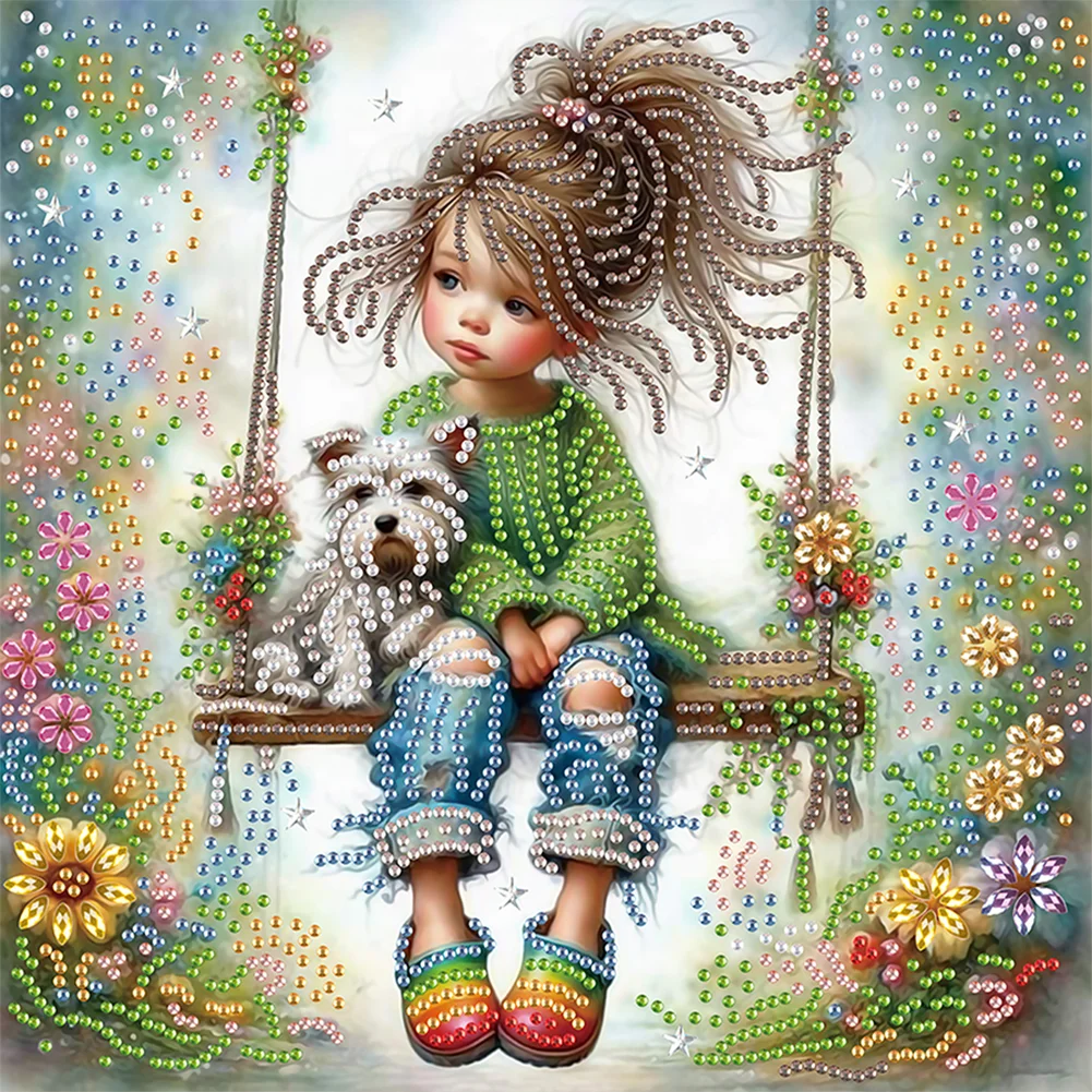 Partial Special-shaped Crystal Rhinestone Diamond Painting - Cute Kid(Canvas|30*30cm)