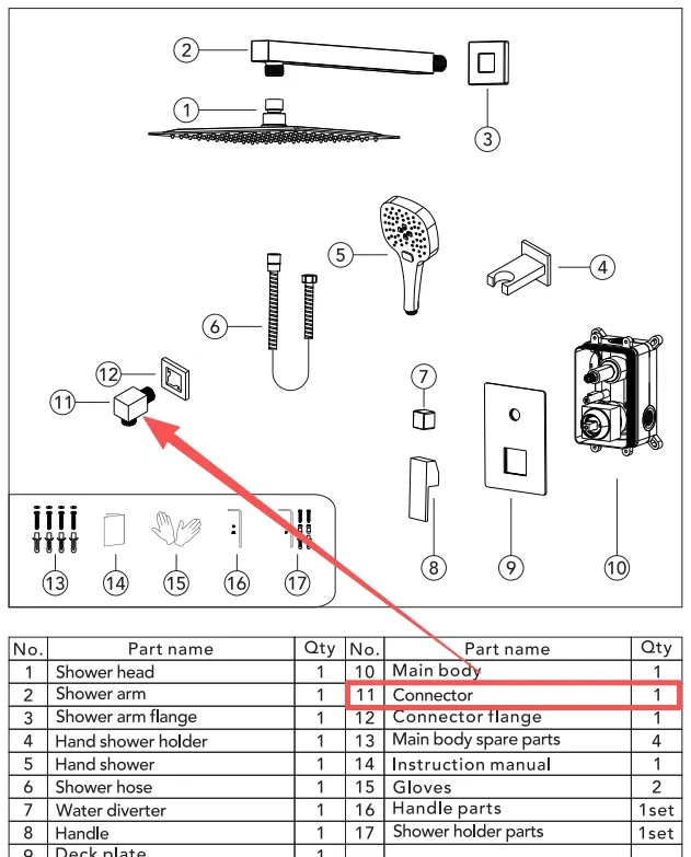 Accessory: Connector for M6646BI-10BL, Part #11, 1pc