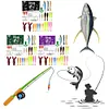 Fishing Lures Kit with Jig Heads Hooks Soft Worm Bait Lures for Bass Pike Crank