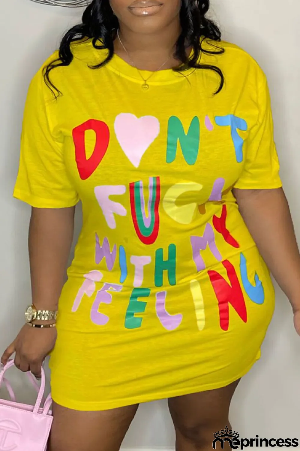 Grey Casual Print Patchwork O Neck Straight Plus Size Dresses