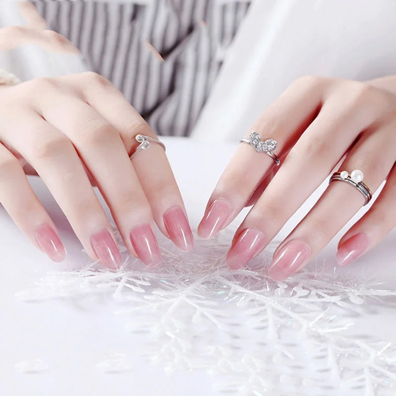 Wedding Beauty Fake Nails DIY Glitter Acrylic Full Cover Nail Art Tips with Glue Girls Shining Rhinestones Fashion False Nail-Nail Inspo