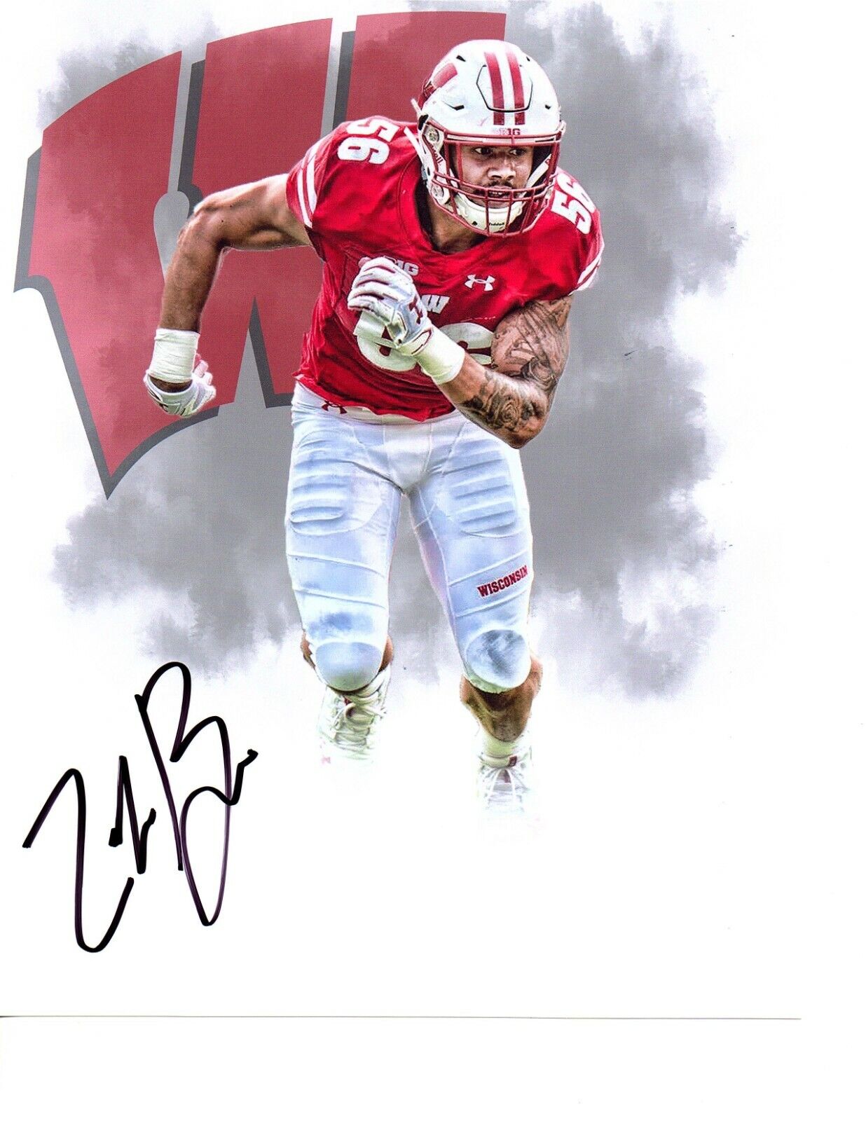 Zack Baun Wisconsin Badgers signed autographed 8x10 football Photo Poster painting 2020 Draft A