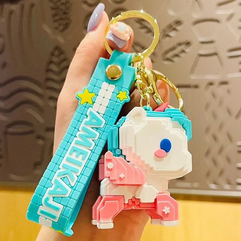 Creative Building Blocks Unicorn Keychain Bag Pendant