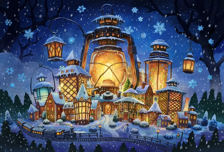 Christmas Fairy Scenery House Hut 40*50CM(Canvas) Full Round Drill Diamond Painting gbfke