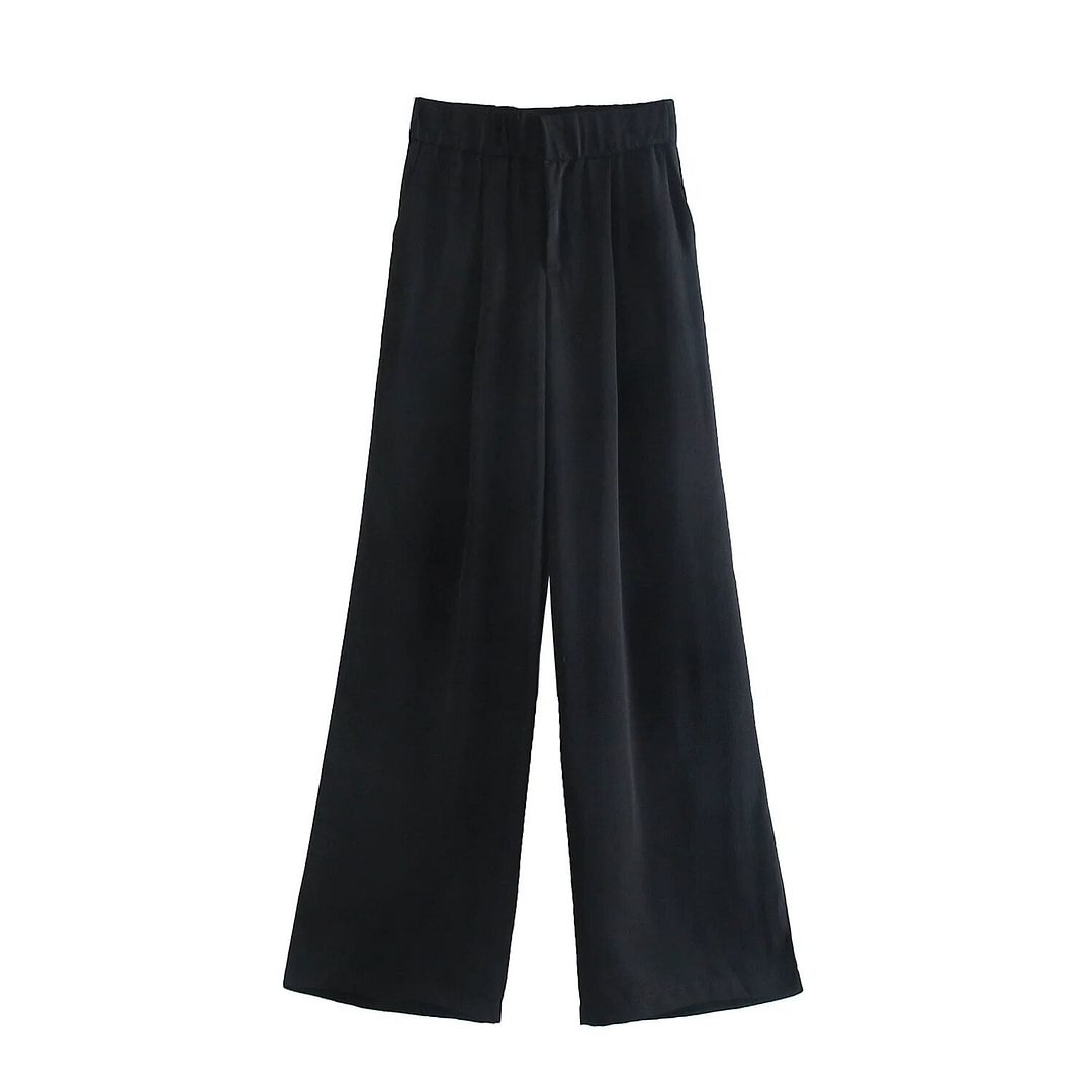 Za Women's Pant Elastic High Waist Wide Leg Pant Spring Pocket Ovesize Pant Female Streetwear Loose Pant Elegant Office Trousers