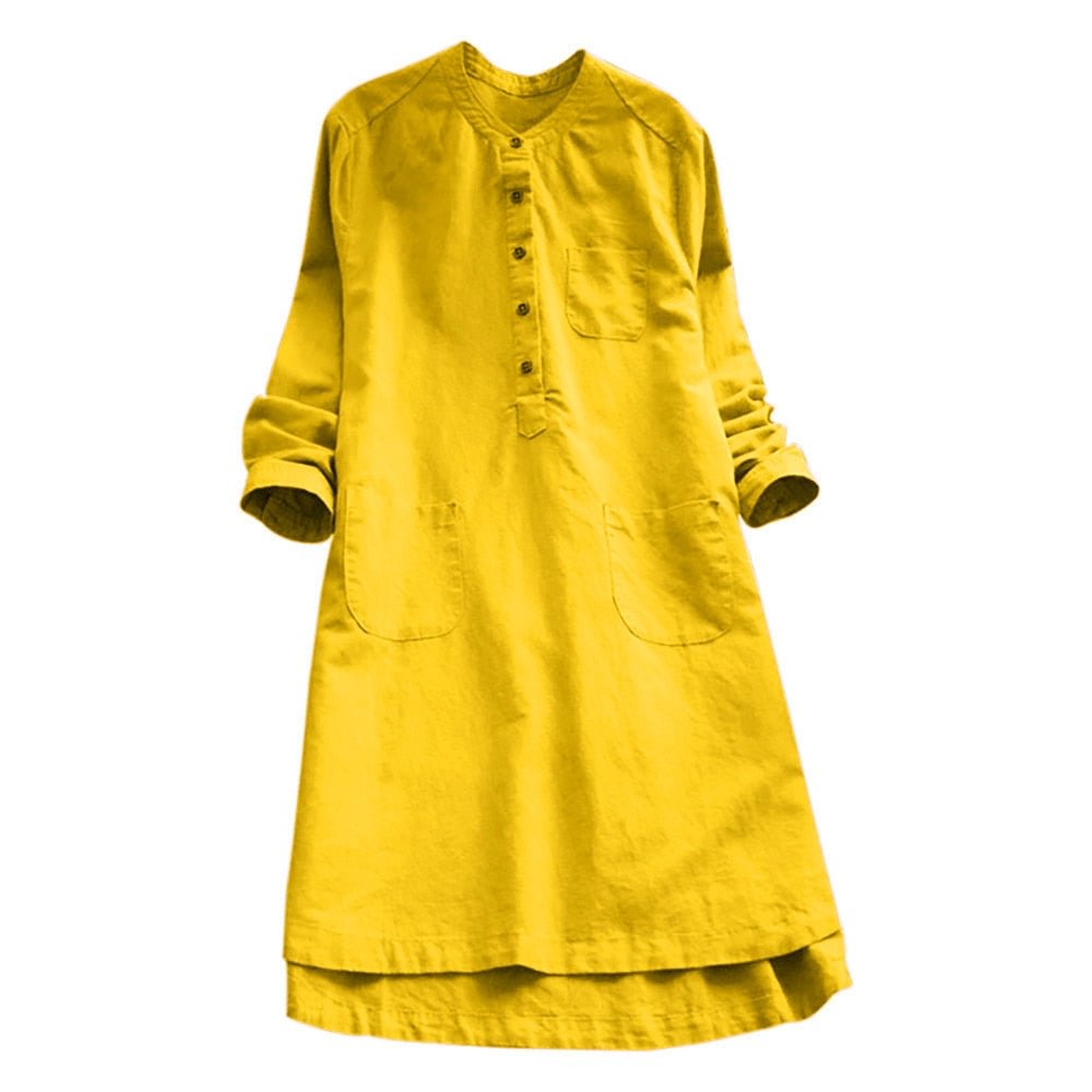Vintage Women Loose Dress Long Sleeve Casual Button Party Dress Women Elegant Dresses O Neck Ladies Dresses vestido de festa