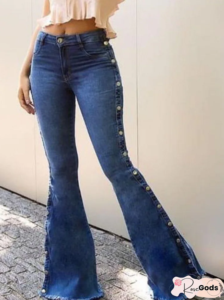 Blue Vintage Solid Flares