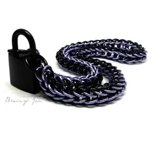 pornhint Pornhint Submissive Day Collar Black and Lavender Black Padlock Choker Necklace