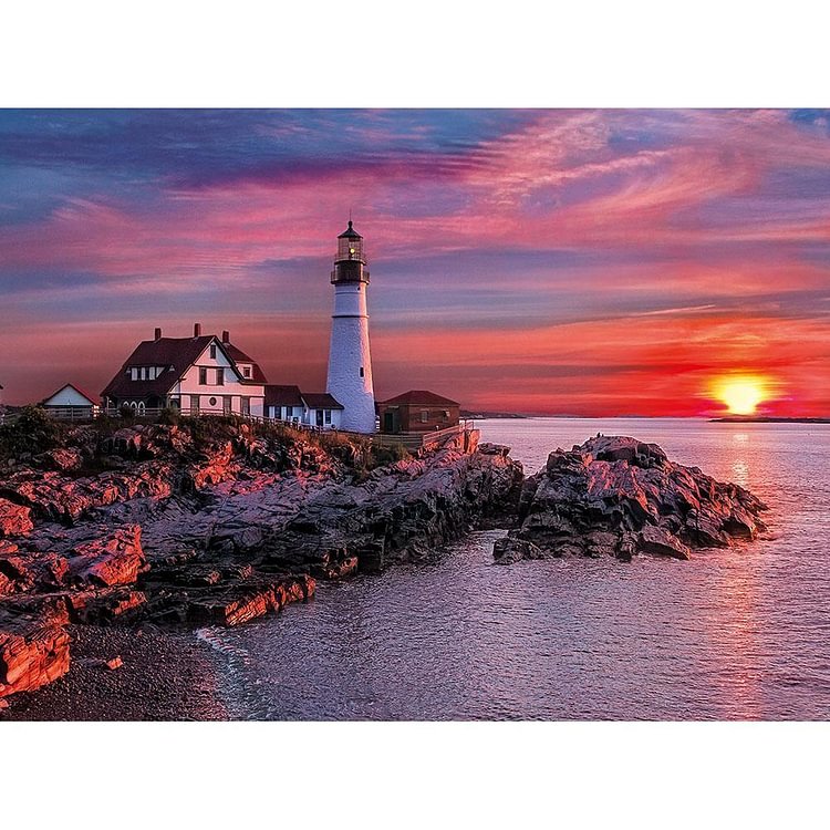 Peinture de diamant - Full Round - Sea Sunrise Lighthouse