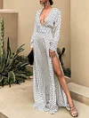 Polka Dot Split-Side Long Sleeves Maxi Dresses