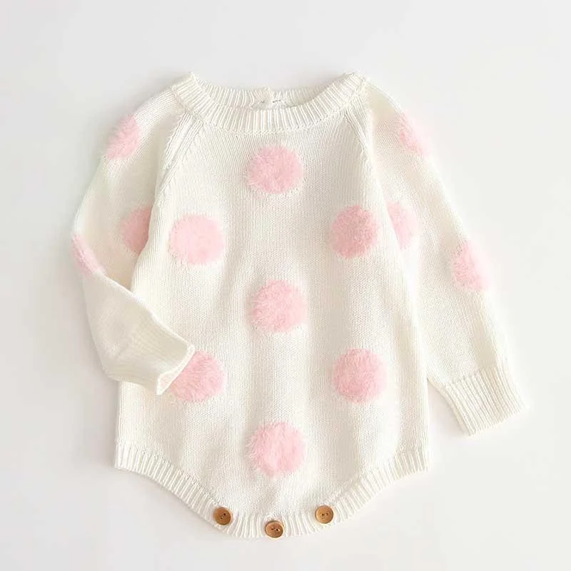 Newborn Baby Girls Boys Knitted Romper Baby Clothes Cotton Pompom Woolen Baby Rompers Ruffle Infant Baby Boys Jumpsuit Overalls