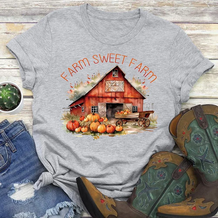 Farm Sweet Farm Round Neck T-shirt-0018905