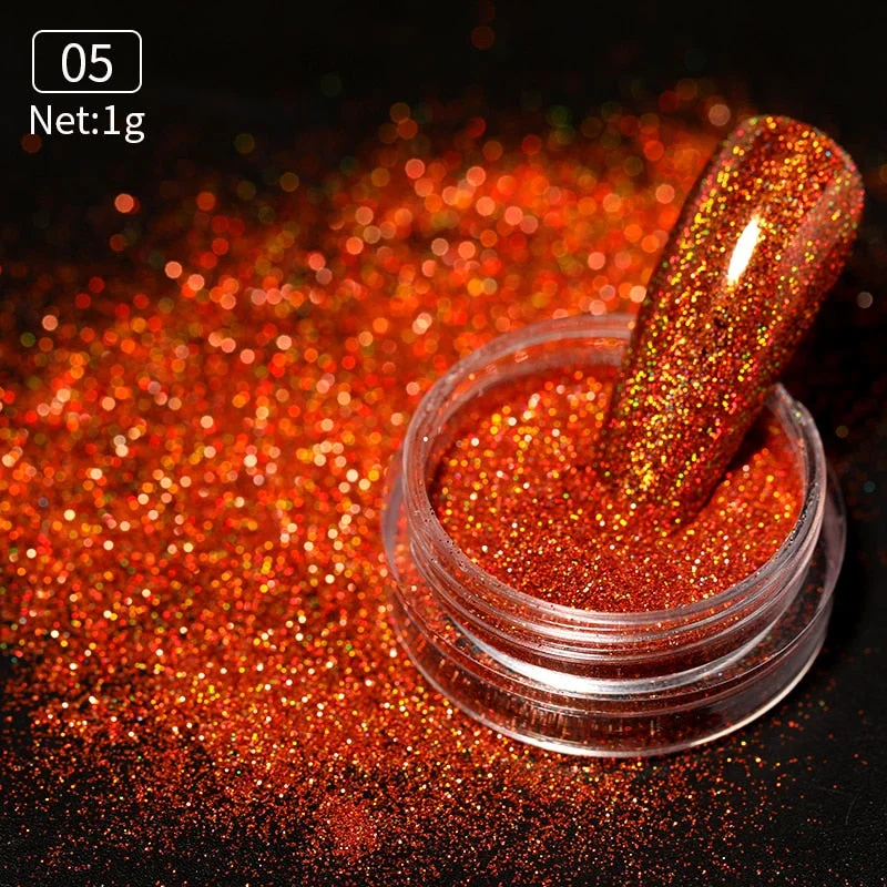 iridescent Powder On Nails iridescent Silver Red Glitter Chrome Sparking Shining Sequins Gel Polish Flakes Manicures Decoration