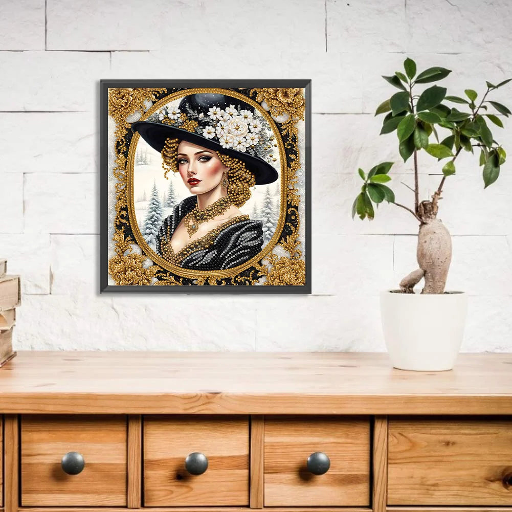 Diamond Painting - Partial Special Shaped Drill - Fashion Lady(Canvas|30*30cm)
