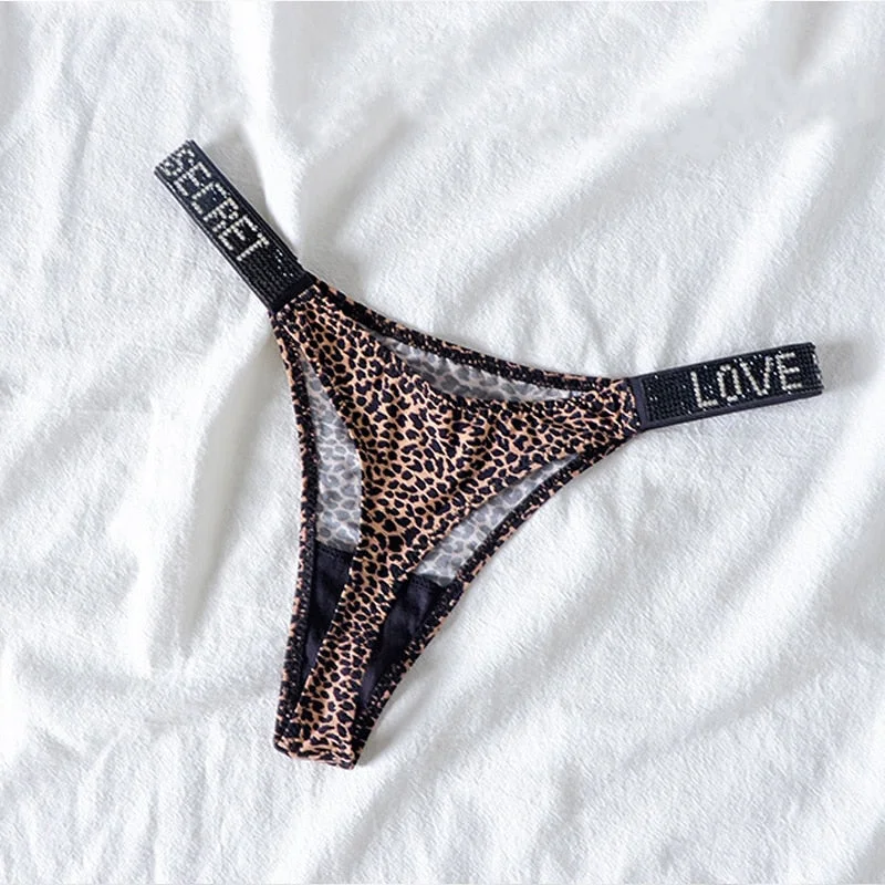 Sexy Rhinestone G String Panties Women Comfort Ice Silk Seamless Underwear Thongs Female Low Waist Intimates Lingerie Cotton