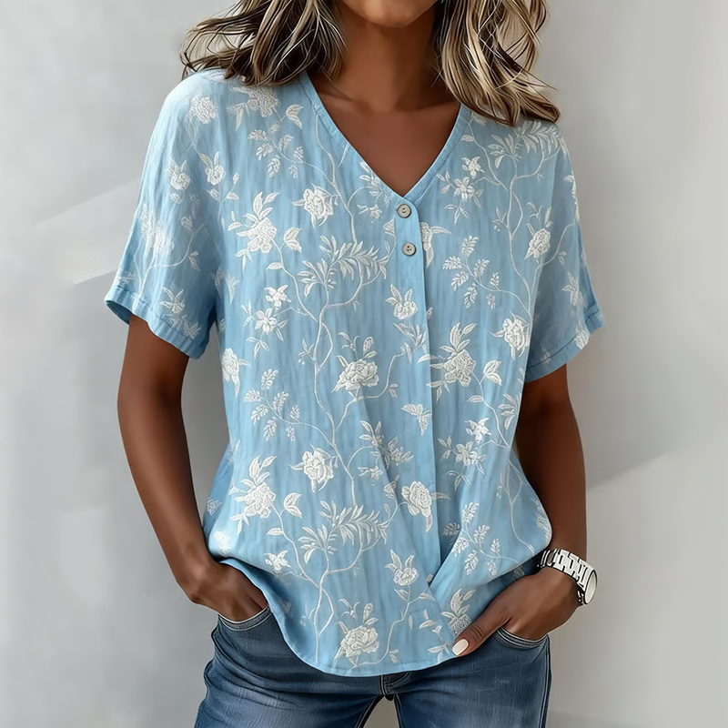 Comstylish Women's Vintage Floral Art Shirt