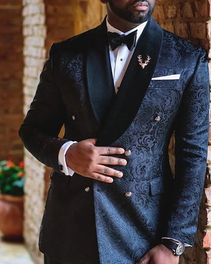 Men's Casual Black Double-breasted Buckle Elegant Blazer