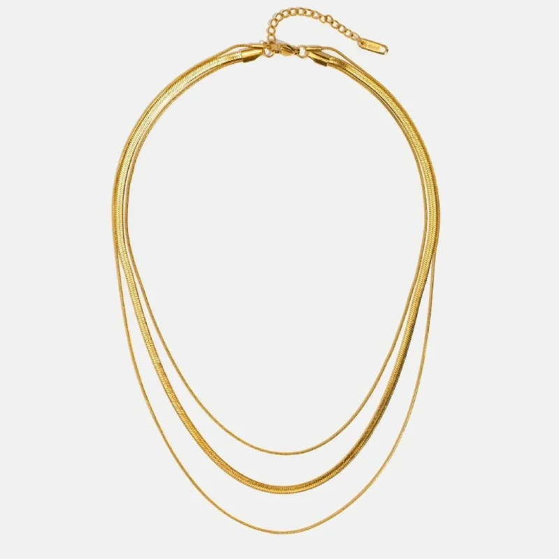 14K Gold Multi-Layered Chain Necklace