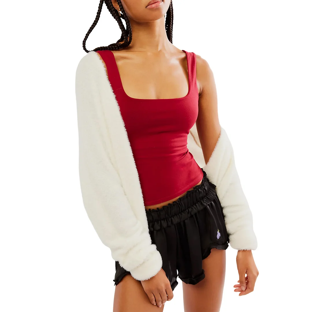 Athvotar Athvotar New Women's Sleeveless Sling Vest Square Neck Casual Basic Umbilically Umbilized Top Women's Clothing