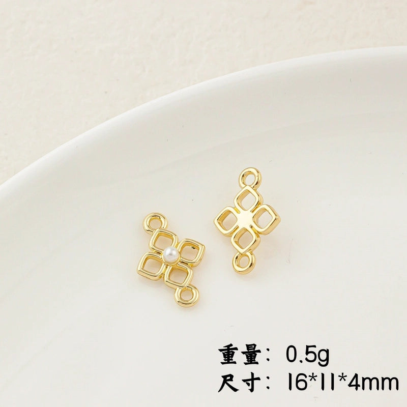 5 PCS/Package 20 * 23mm Alloy Artificial Pearls Rhinestones Flower Butterfly Pendant Jewelry Accessories