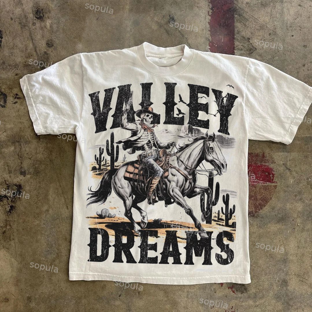 Vintage Velley Dreams Graphic 100% Cotton Short Sleeve T-shirt - Sopula｜Premium Graphic Tees & Graphic Clothing