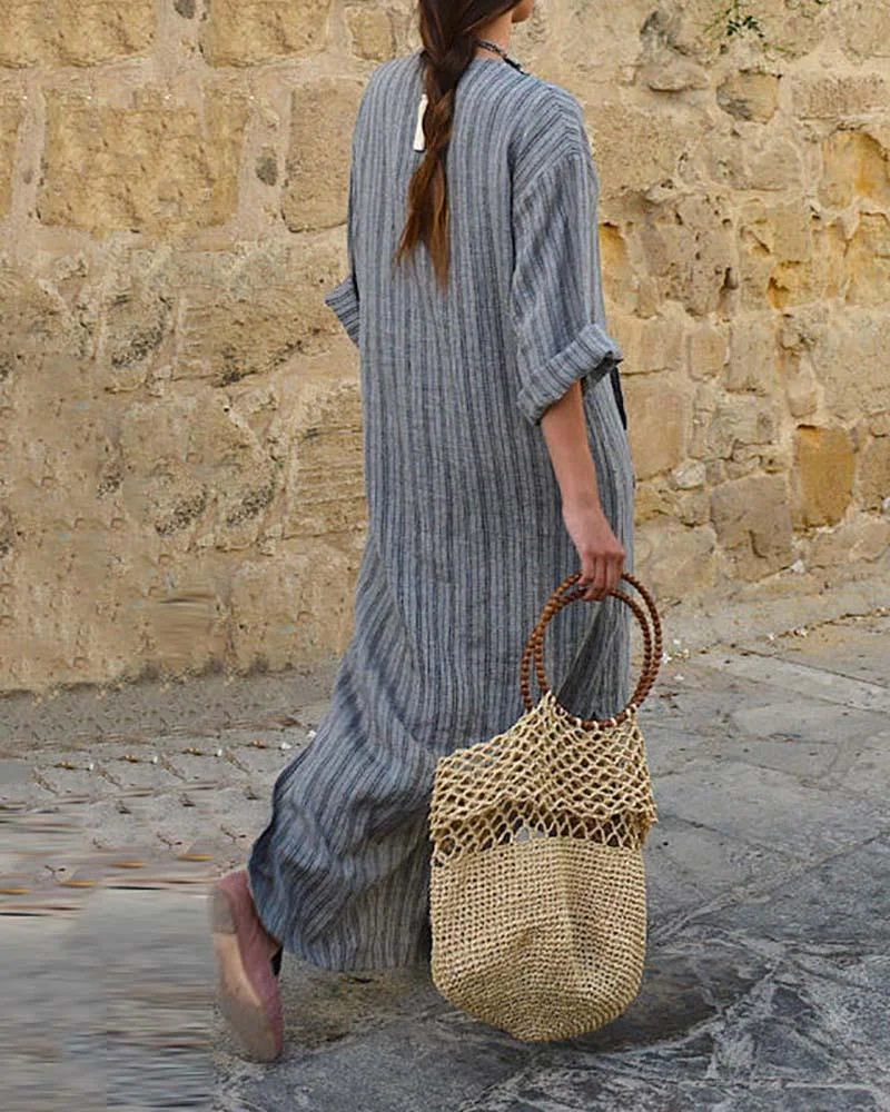 Casual Loose Striped Maxi Dress