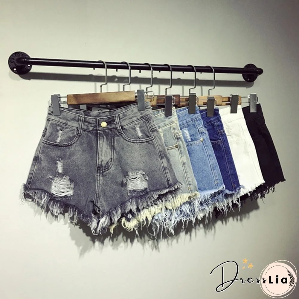 New Womens Denim Shorts Ripped Tassel Hot Pants Short Jeans Oversize Plus Size
