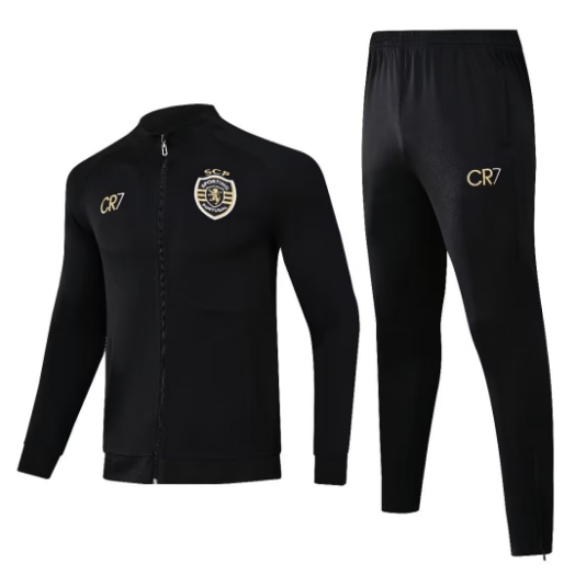 23/24 Lisbon Long Zipped Jacket Black Football Shirt Set Thai Quality