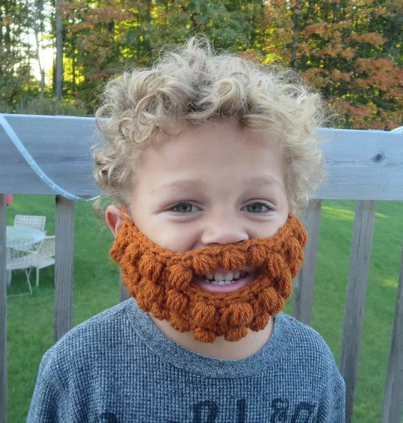 Crochet beard baby child Toddler Adult novelty funny gift present unisex