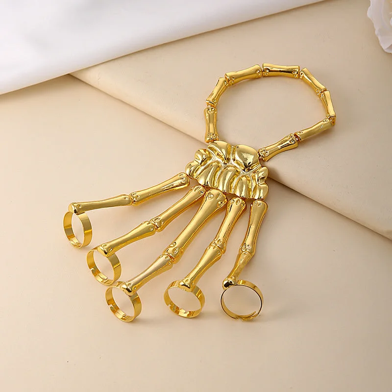 Skull hand bone hundred match five finger ring bracelet（Free Shipping）
