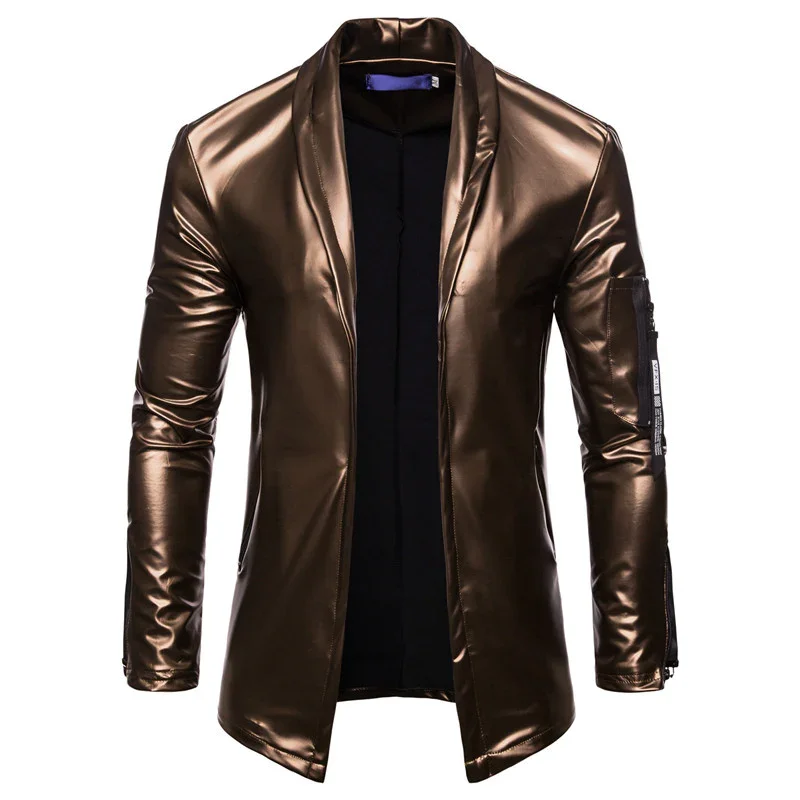 Men's PU Leather Zipper Motorcycle Leather Jacket