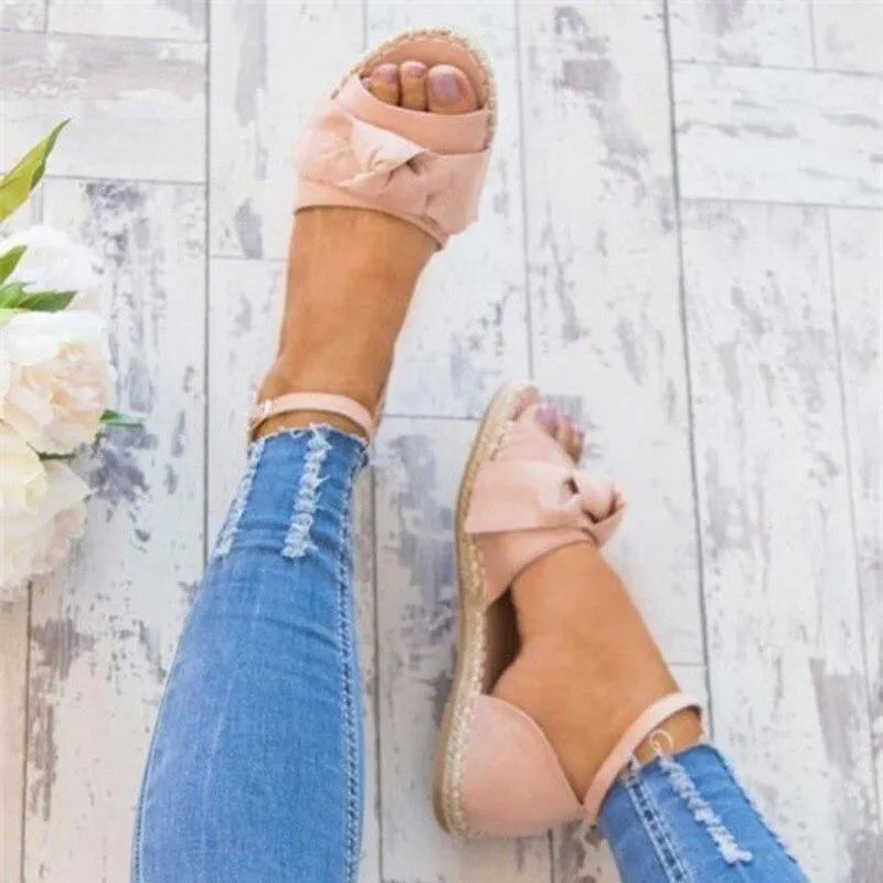 Women's Sandals Bow Flat Sandals Women Shoes Ankle Strap Summer Sandals for Beach Woman Casual Shoes Deodorant Out Shoes 2021