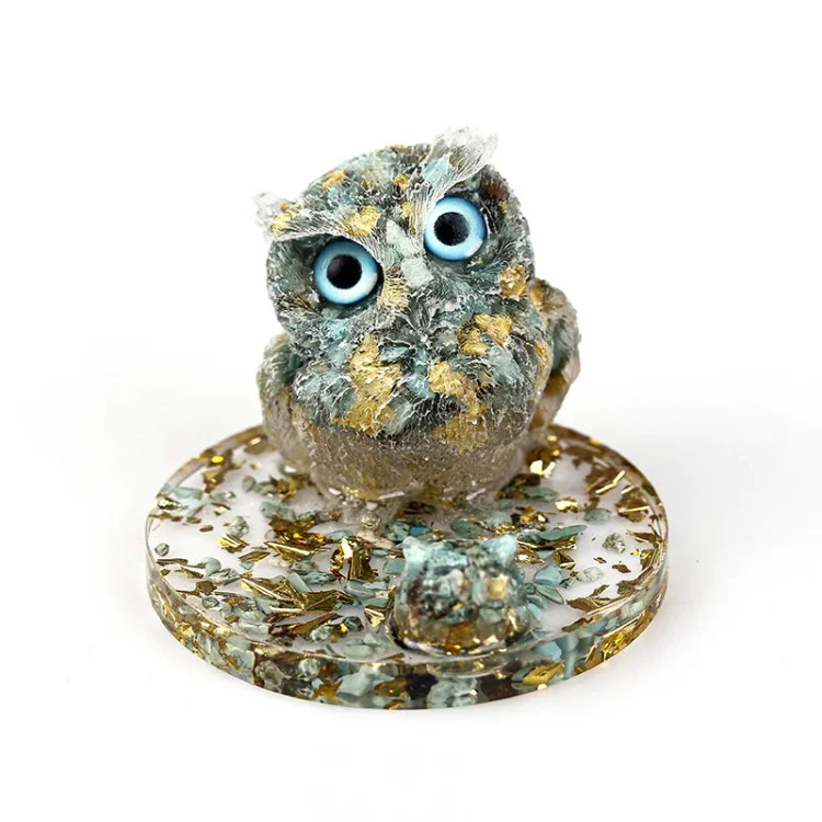 Natural Crystal Owl Phone Holder Decoration