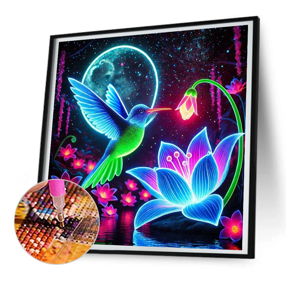Diamond Painting - Full Round Drill - Flowers Hummingbird(Canvas|40*40cm)