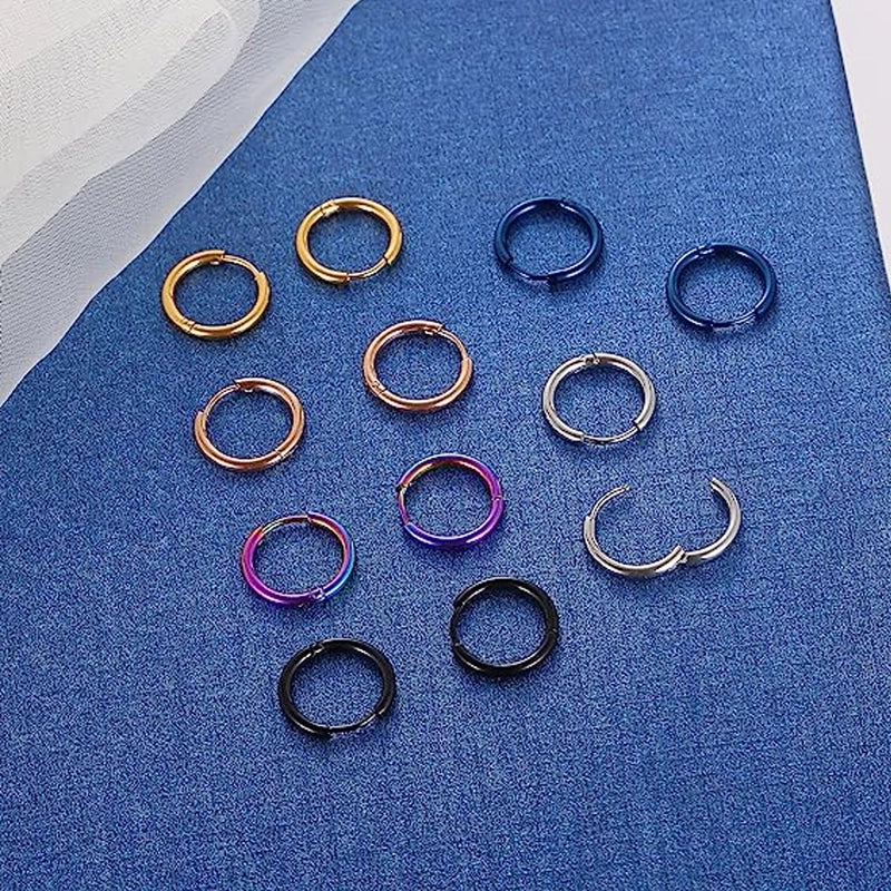 Earrings Titanium Steel Earrings Thick Thin Coil Boys And Girls  Circle Stainless Steel Earrings